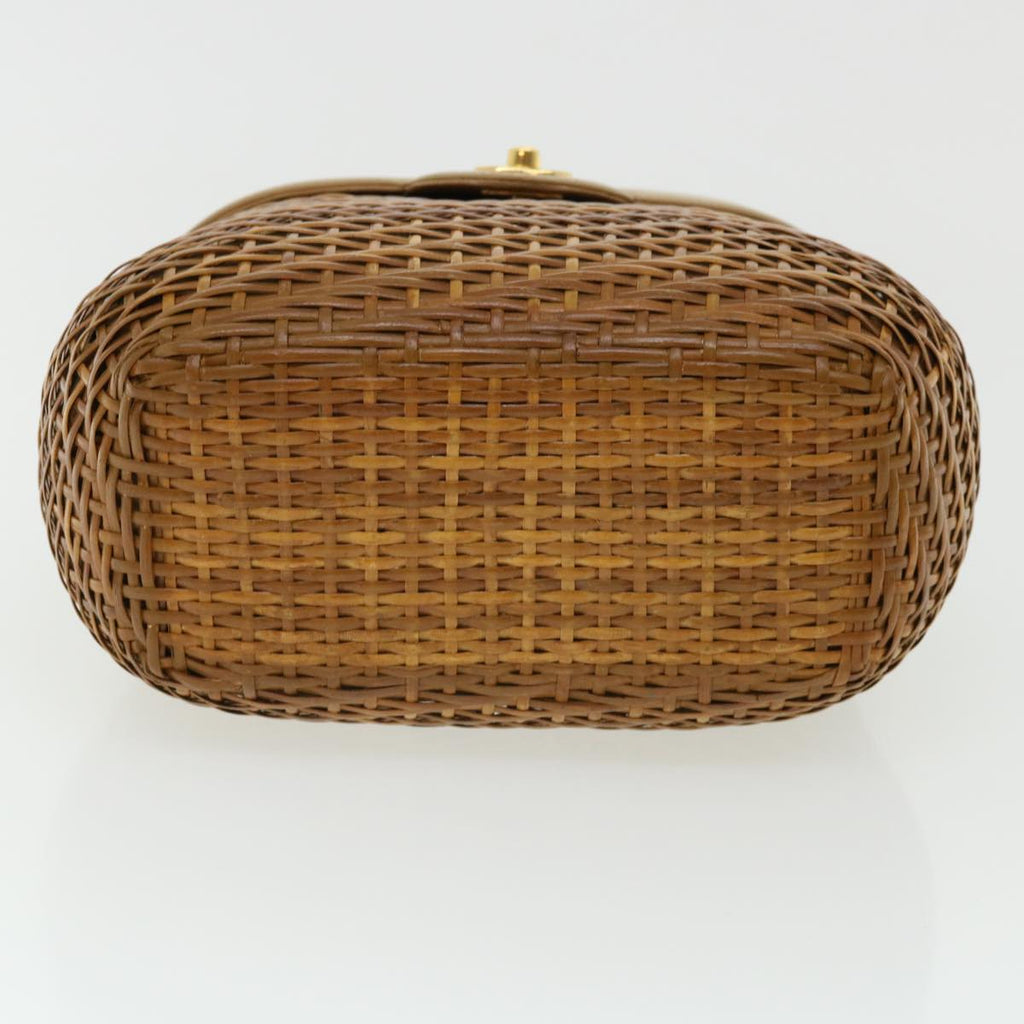 CHANEL Basket Chain Shoulder Bag Leather rattan Brown CC  31896A