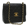 CHANEL Big Matelasse Turn Lock Shoulder Bag Caviar Skin Black CC  32155A