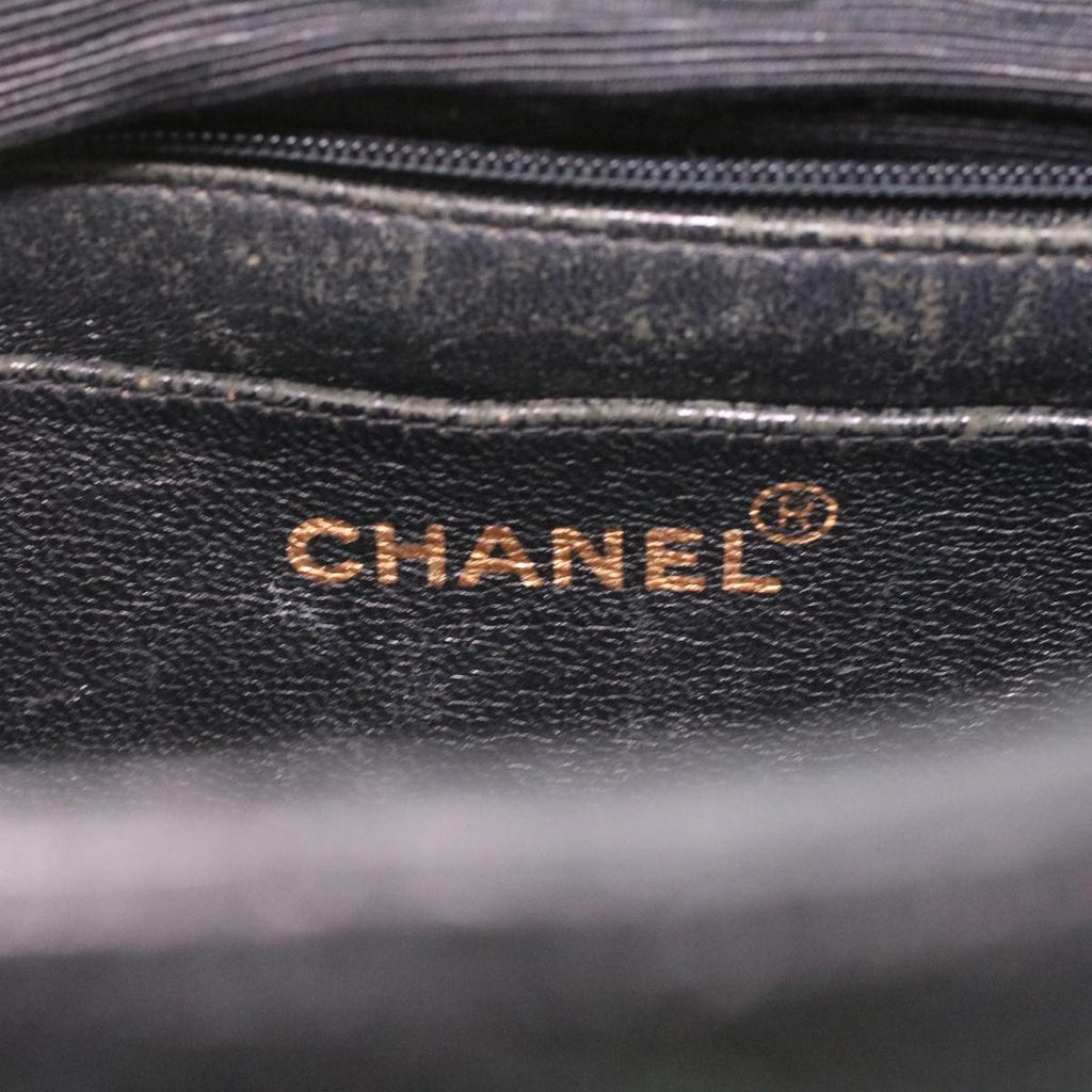 CHANEL Big Matelasse Turn Lock Shoulder Bag Caviar Skin Black CC  32155A