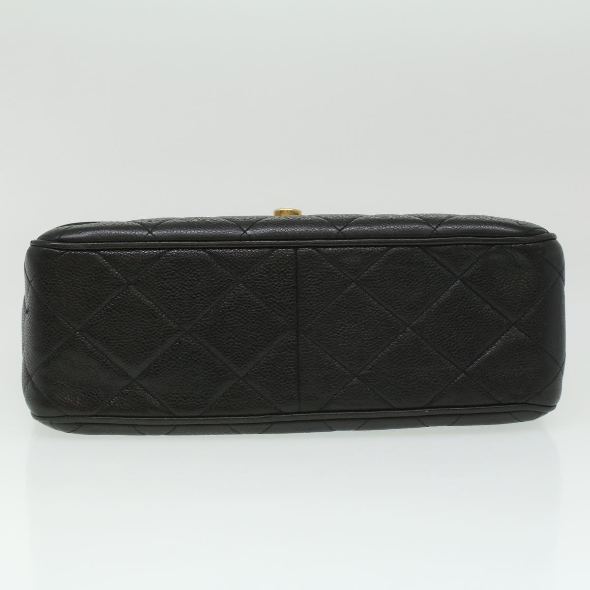 CHANEL Big Matelasse Turn Lock Shoulder Bag Caviar Skin Black CC  32155A
