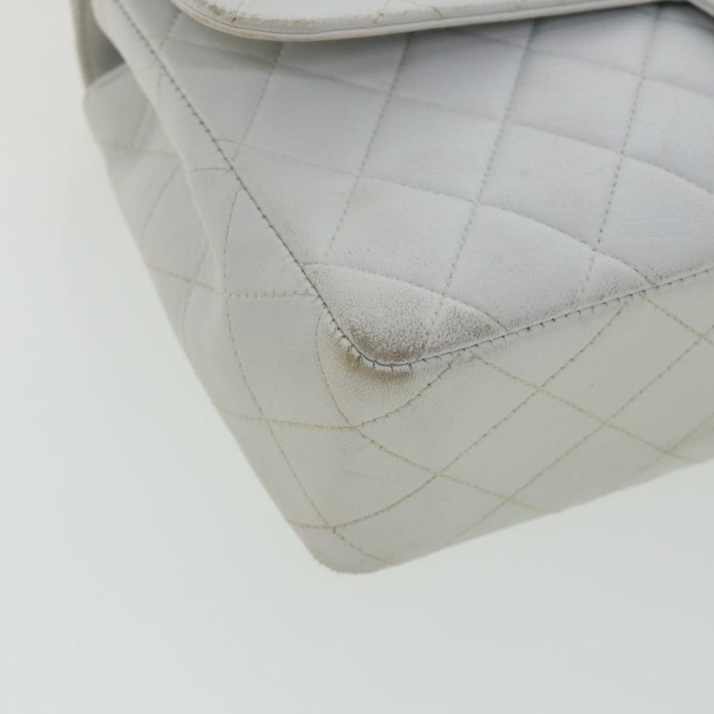 CHANEL Matelasse Pair Shoulder Bag Lamb Skin White CC  32416A