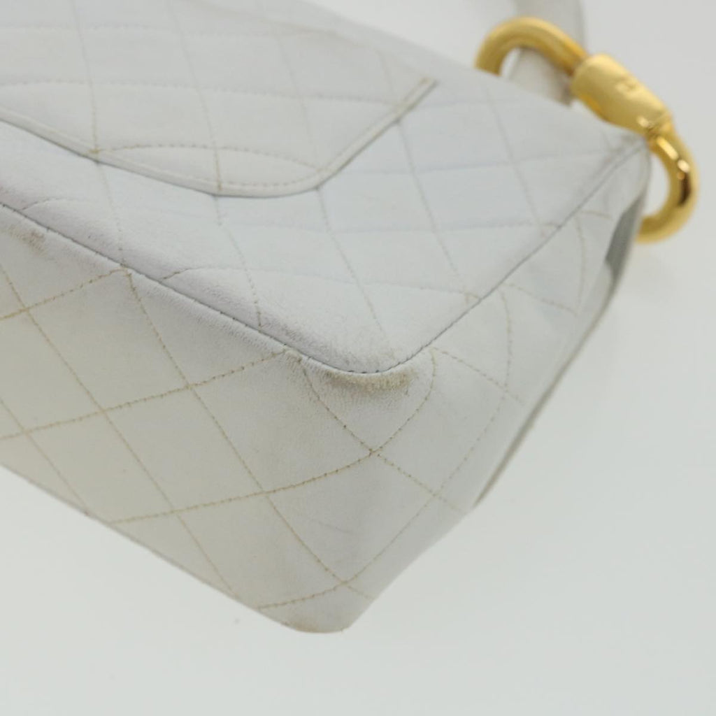 CHANEL Matelasse Pair Shoulder Bag Lamb Skin White CC  32416A