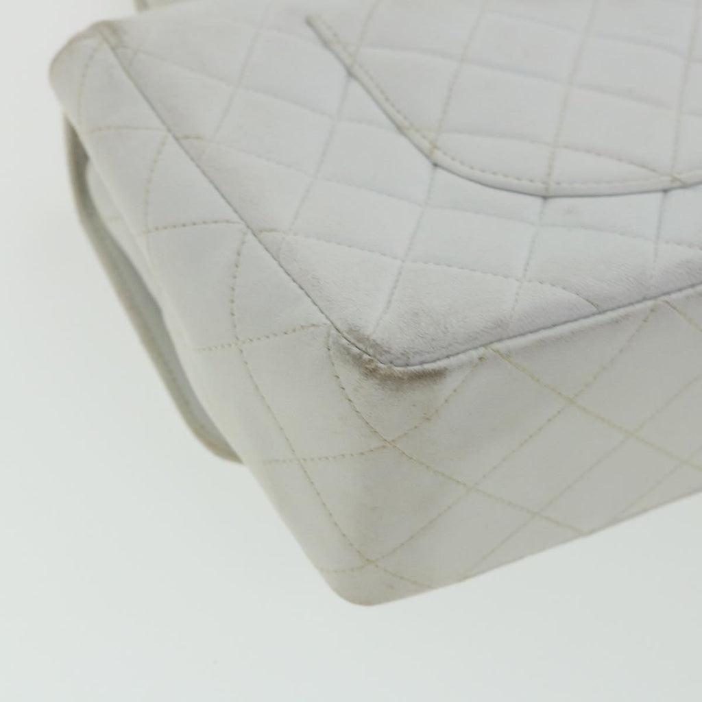 CHANEL Matelasse Pair Shoulder Bag Lamb Skin White CC  32416A