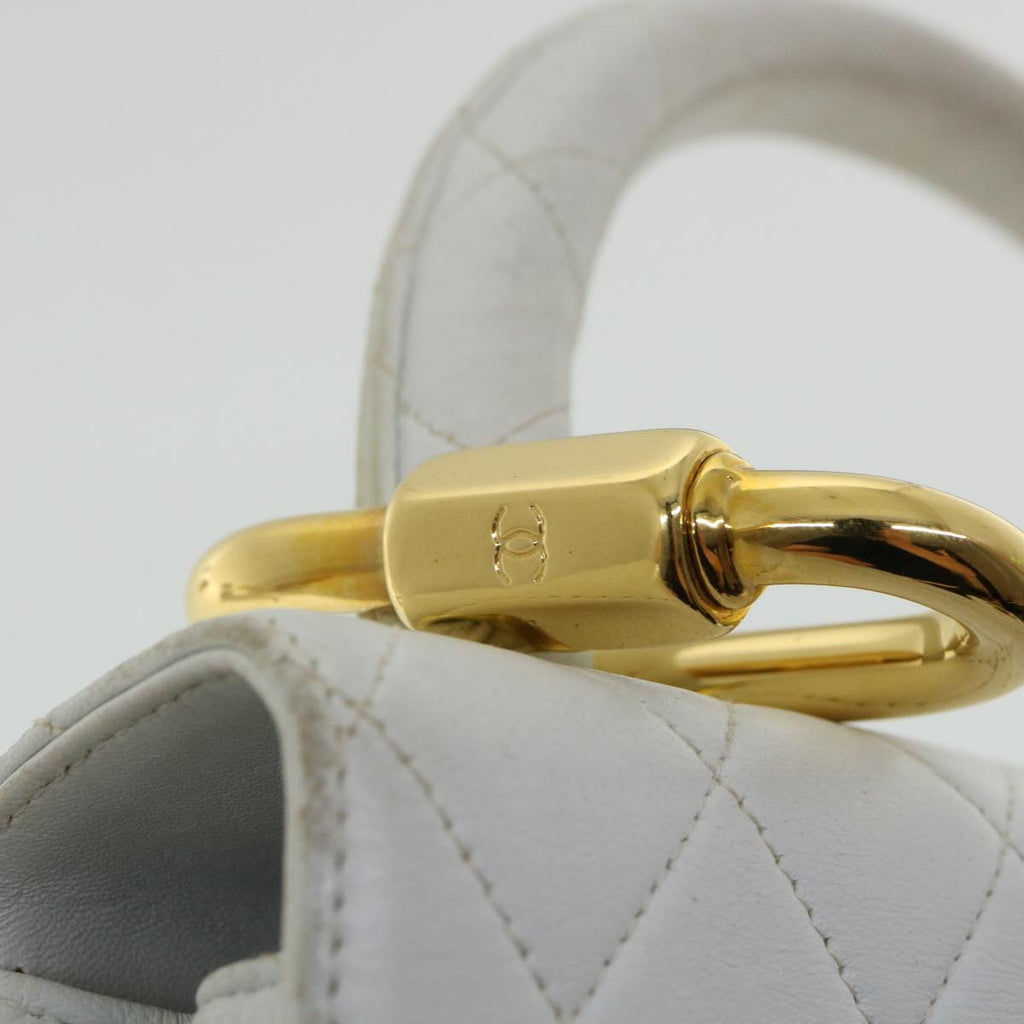 CHANEL Matelasse Pair Shoulder Bag Lamb Skin White CC  32416A