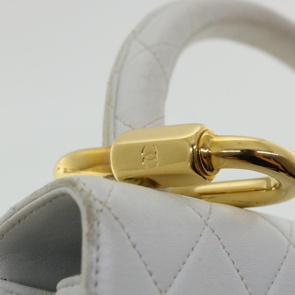 CHANEL Matelasse Pair Shoulder Bag Lamb Skin White CC  32416A