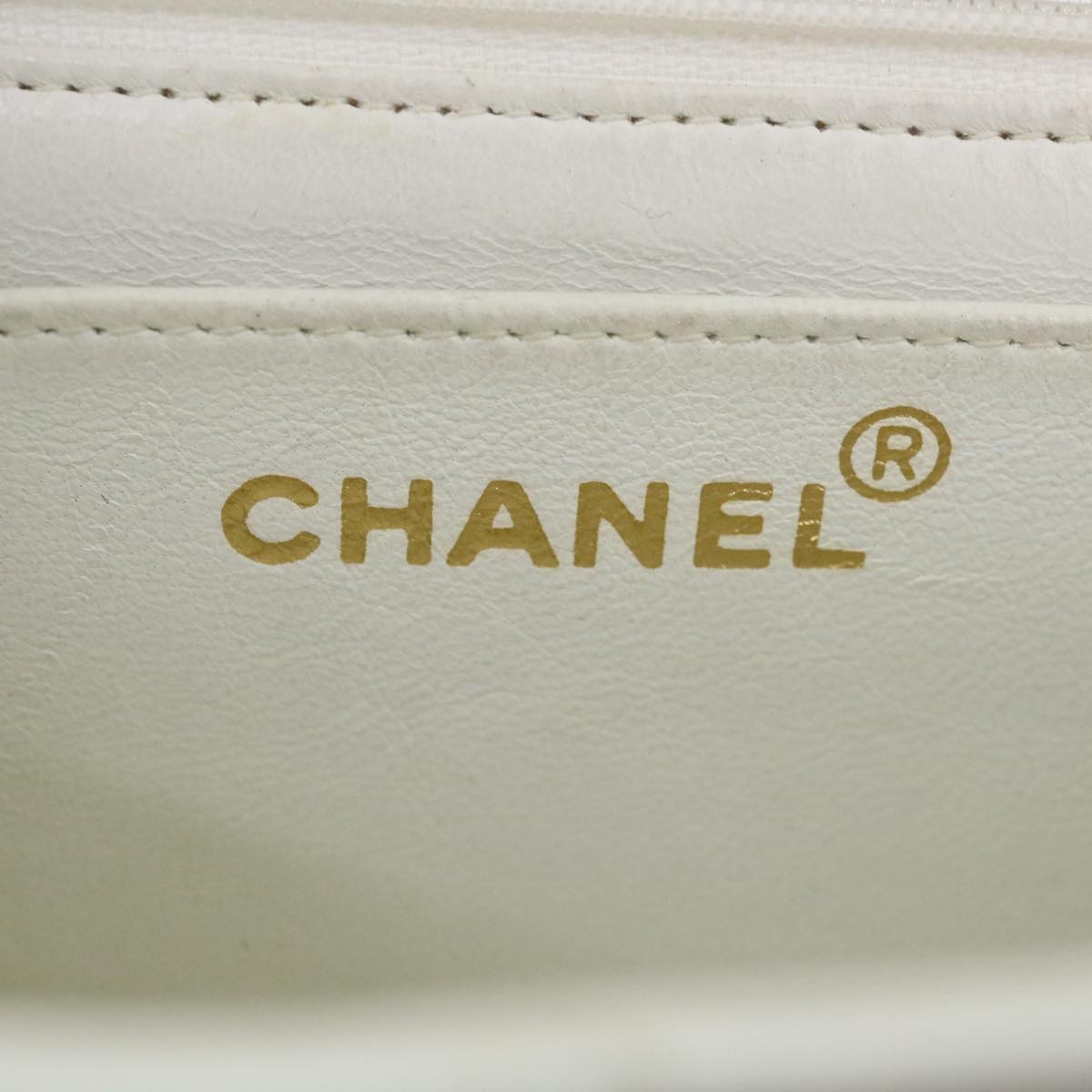 CHANEL Matelasse Pair Shoulder Bag Lamb Skin White CC  32416A