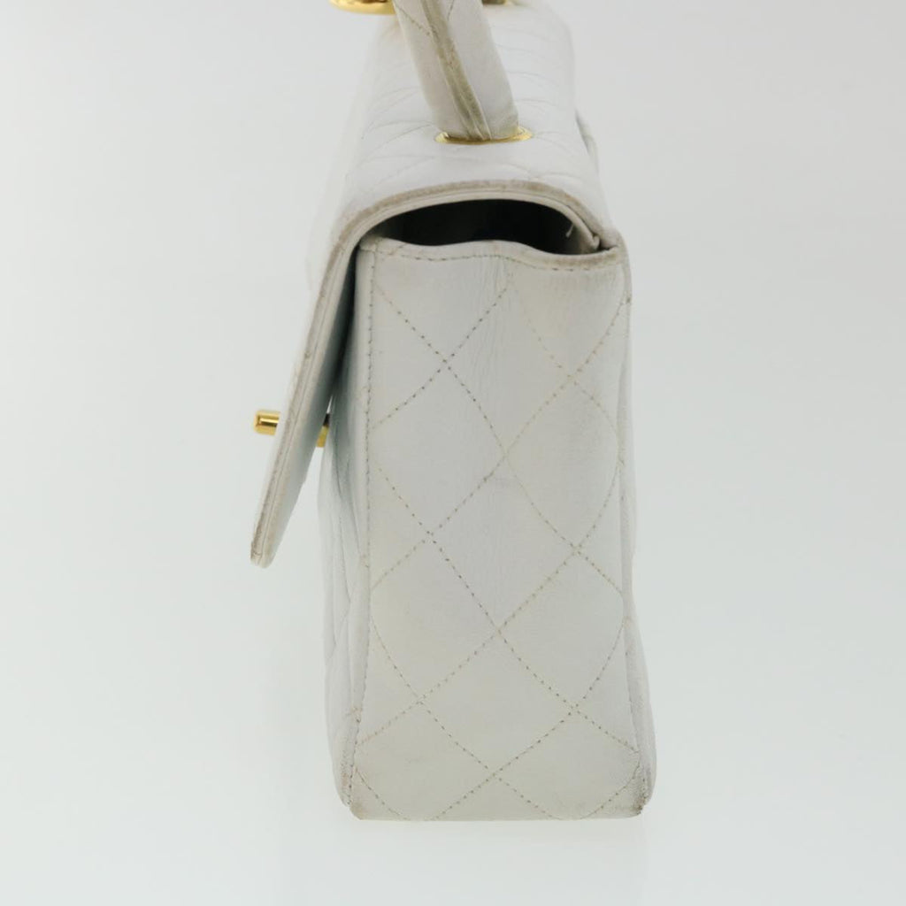 CHANEL Matelasse Pair Shoulder Bag Lamb Skin White CC  32416A