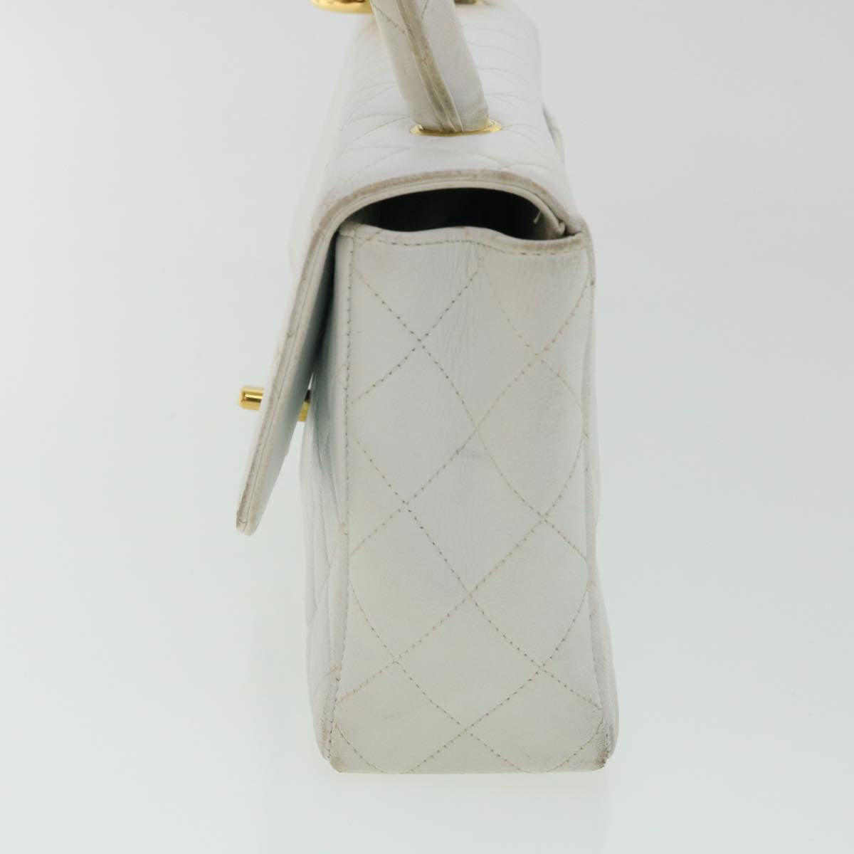 CHANEL Matelasse Pair Shoulder Bag Lamb Skin White CC  32416A