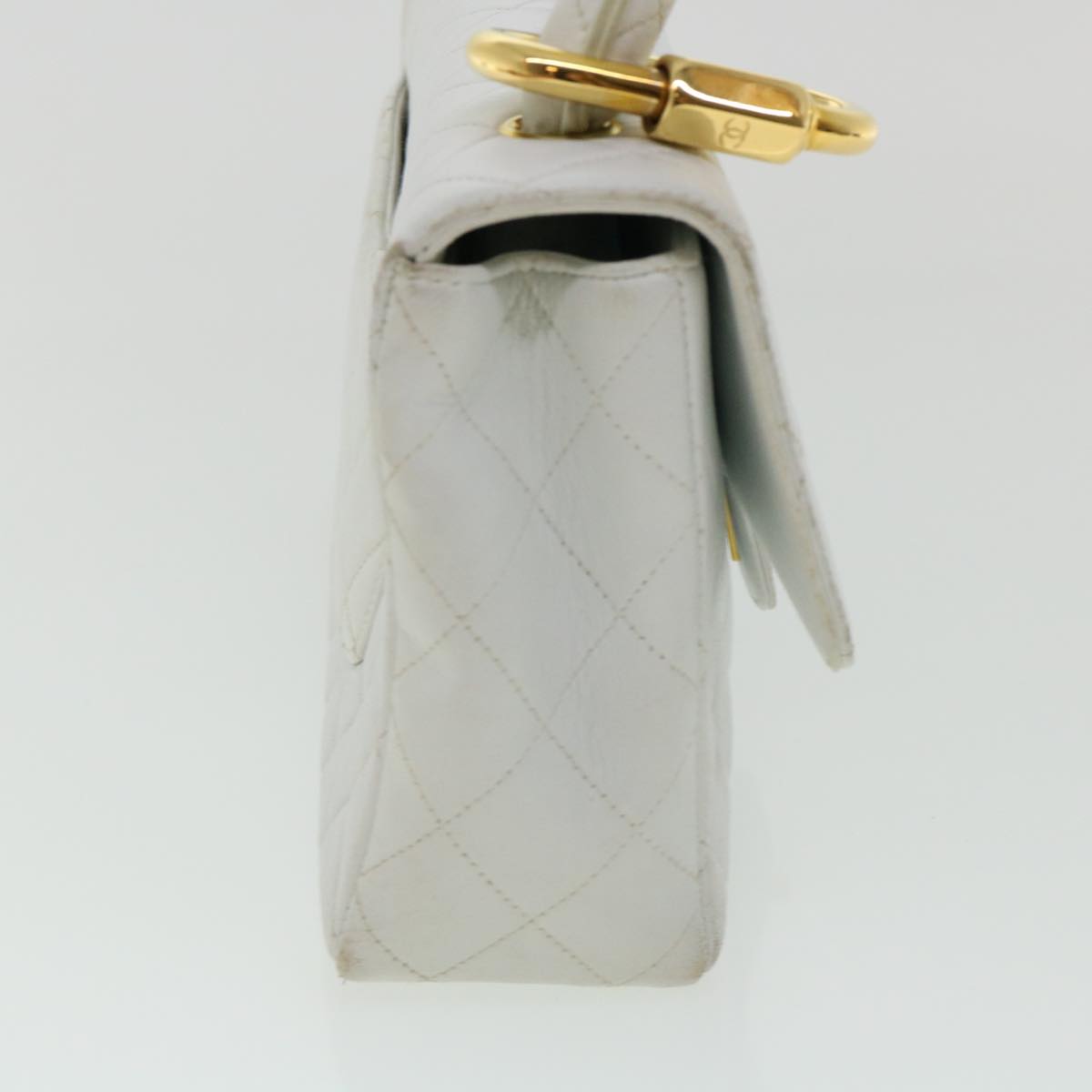 CHANEL Matelasse Pair Shoulder Bag Lamb Skin White CC  32416A