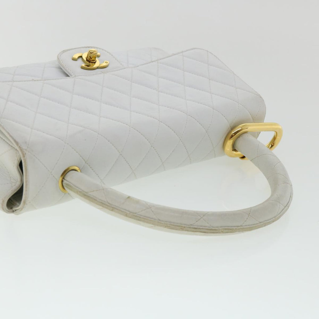 CHANEL Matelasse Pair Shoulder Bag Lamb Skin White CC  32416A