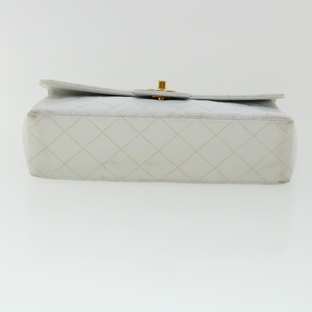 CHANEL Matelasse Pair Shoulder Bag Lamb Skin White CC  32416A