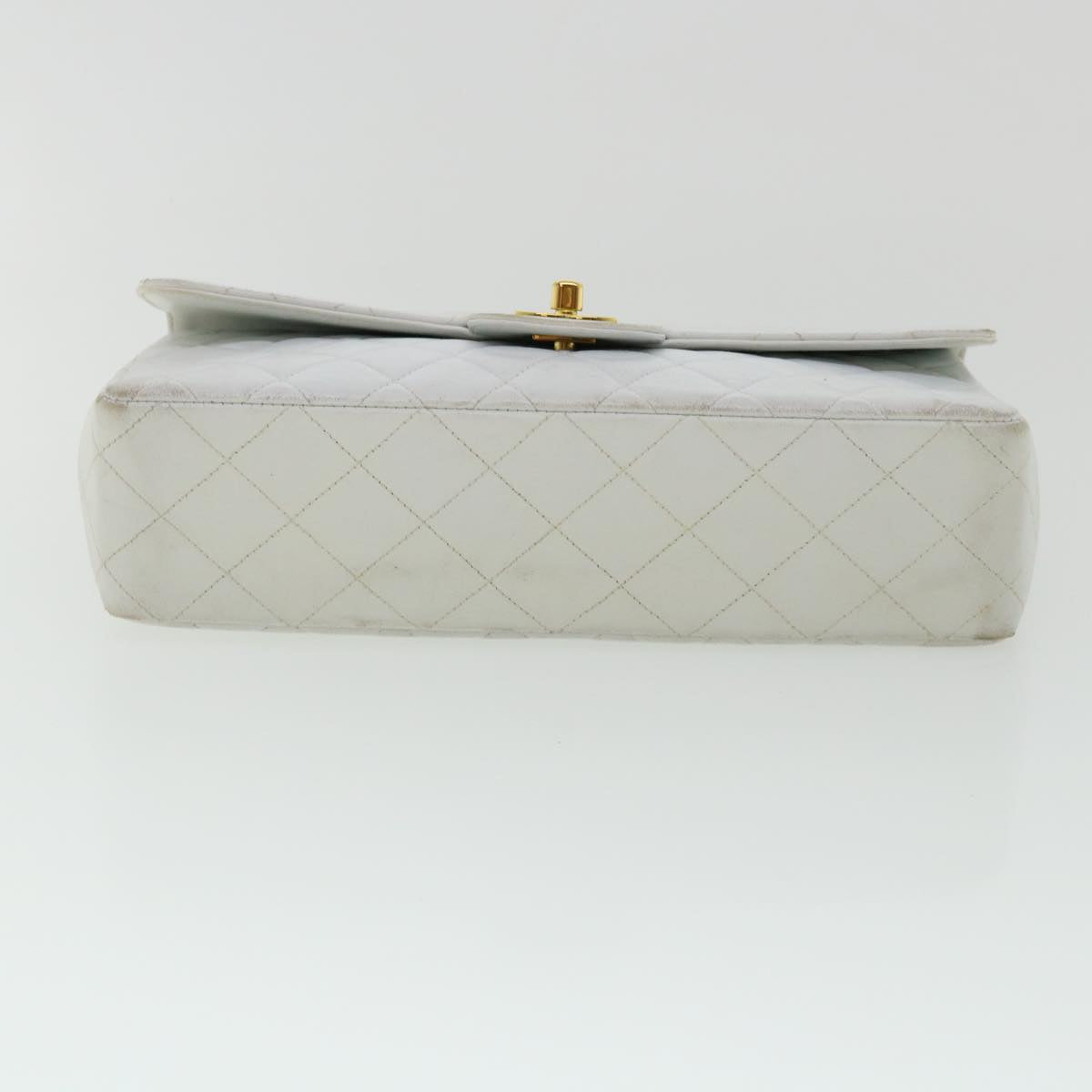CHANEL Matelasse Pair Shoulder Bag Lamb Skin White CC  32416A
