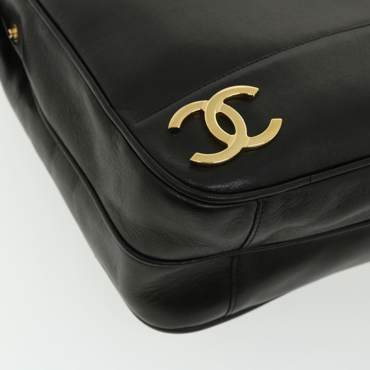 CHANEL Chain Shoulder Bag Lamb Skin Black CC  32454A
