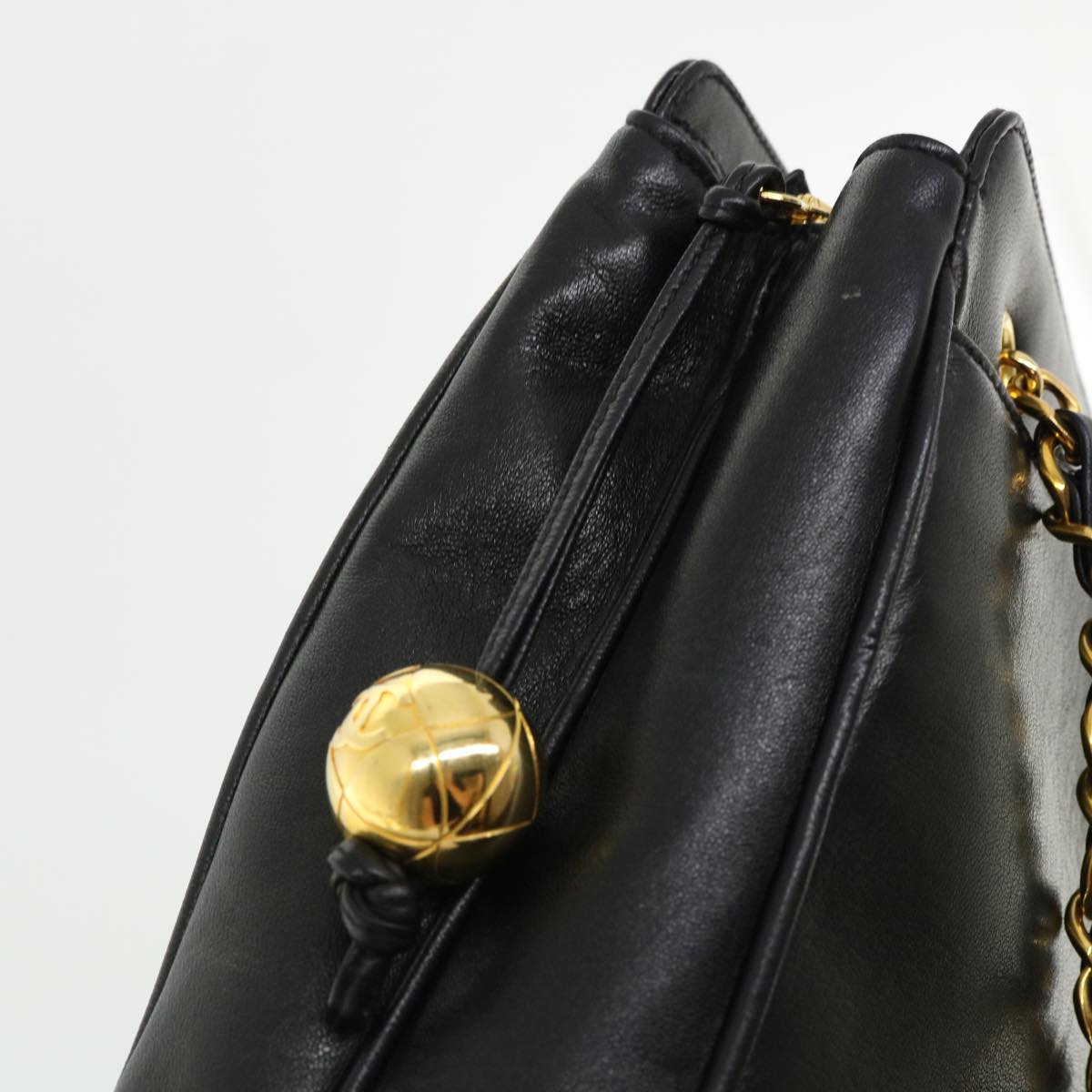 CHANEL Chain Shoulder Bag Lamb Skin Black CC  32454A