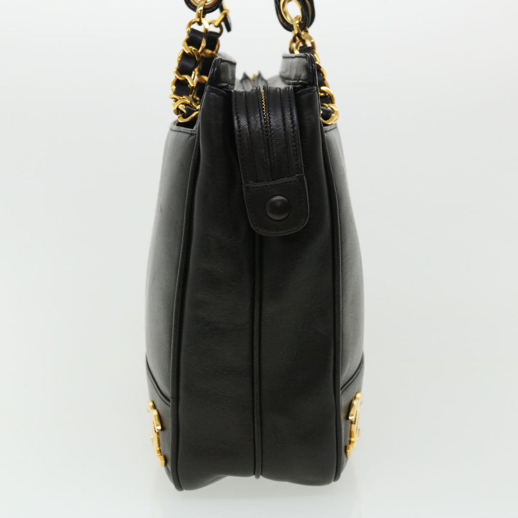 CHANEL Chain Shoulder Bag Lamb Skin Black CC  32454A