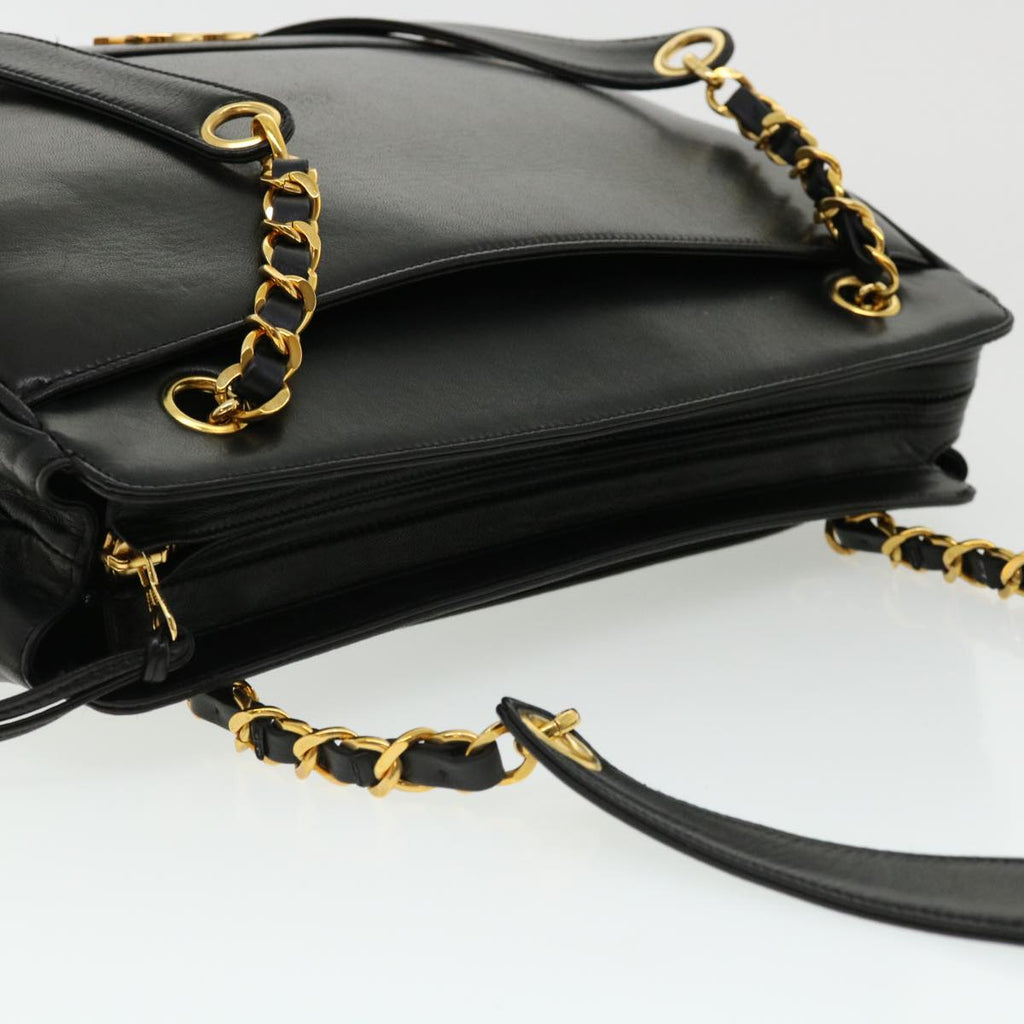 CHANEL Chain Shoulder Bag Lamb Skin Black CC  32454A