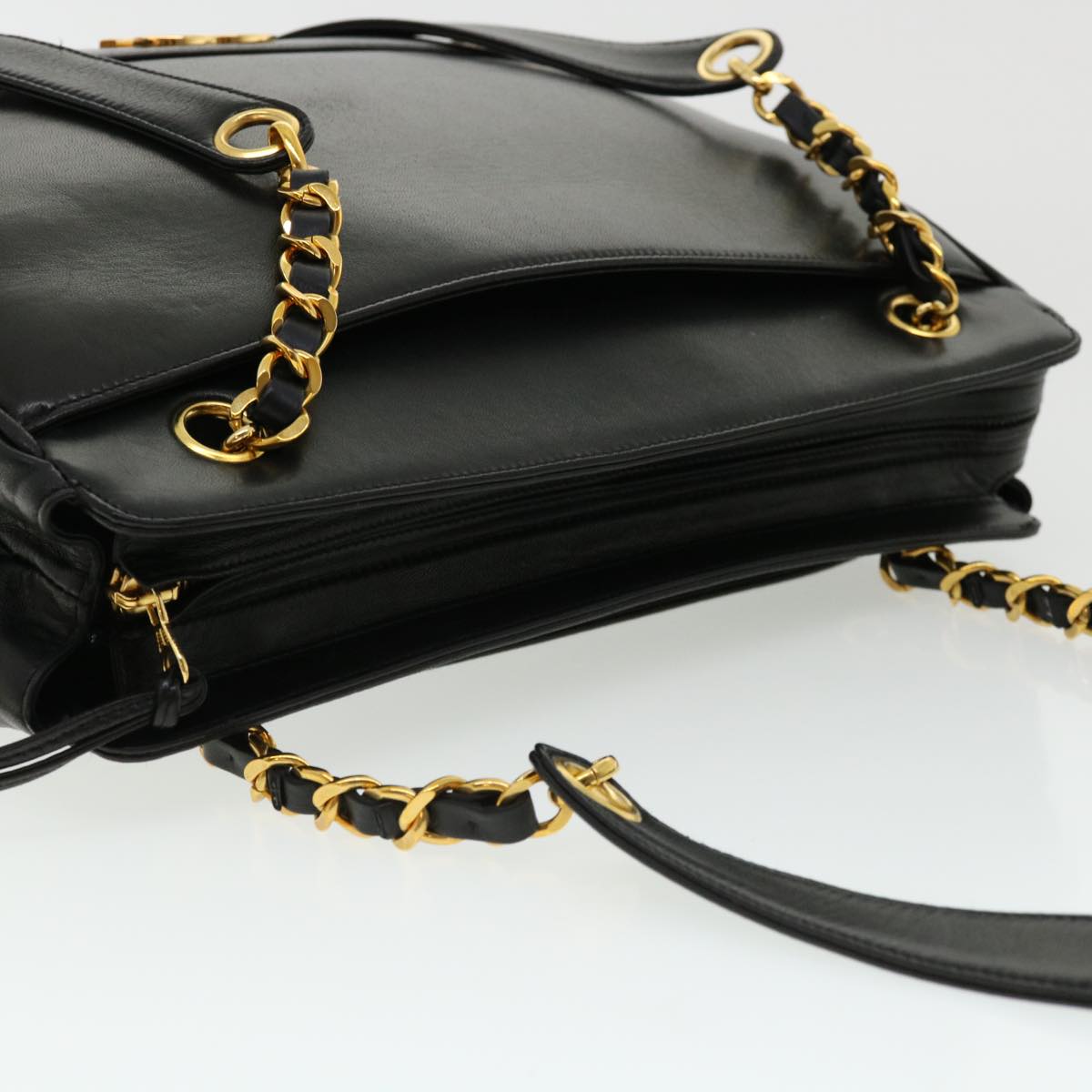 CHANEL Chain Shoulder Bag Lamb Skin Black CC  32454A