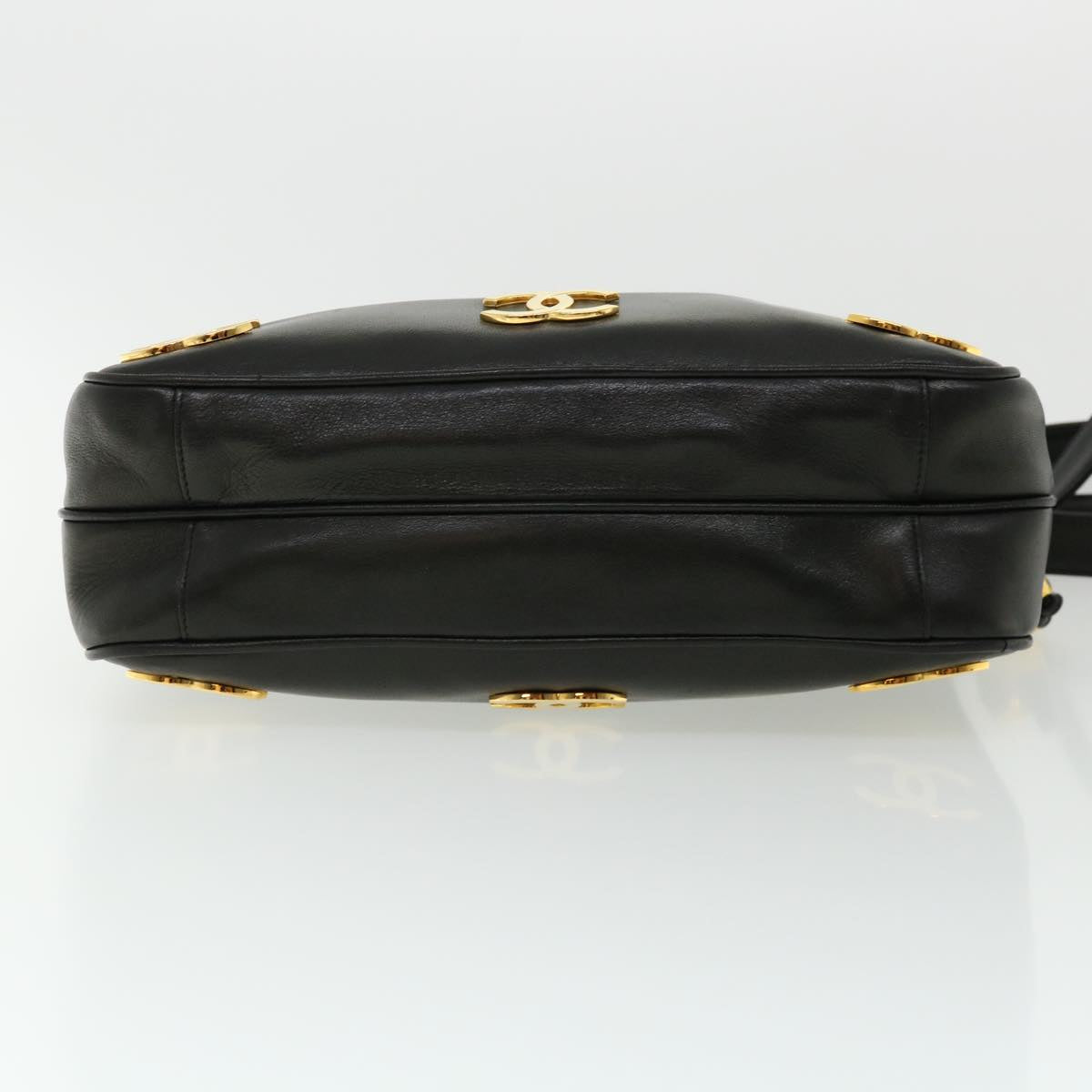 CHANEL Chain Shoulder Bag Lamb Skin Black CC  32454A