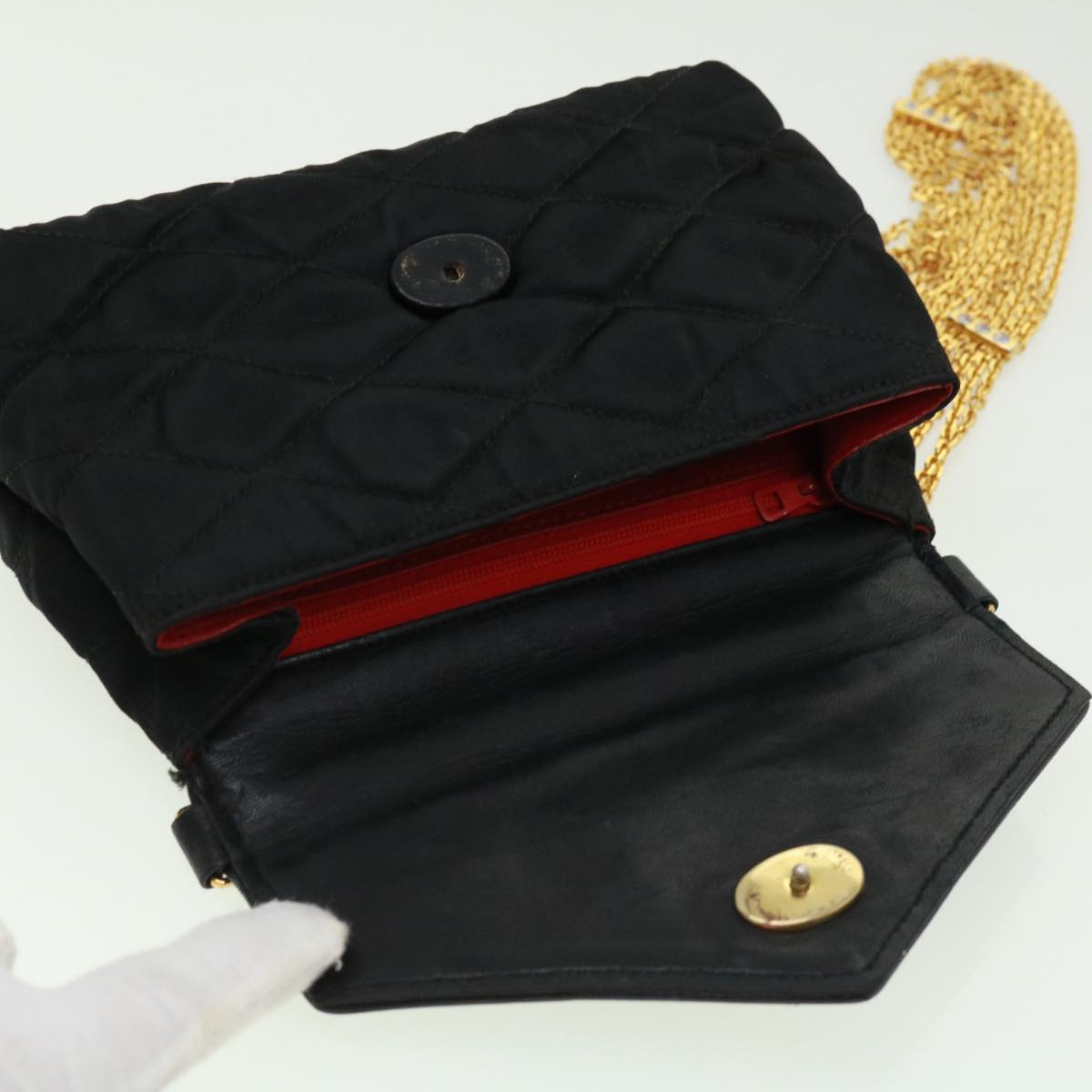 CHANEL Matelasse Chain stone Shoulder Bag Black CC  32695A