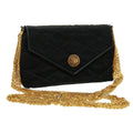 CHANEL Matelasse Chain stone Shoulder Bag Black CC Auth 32695A
