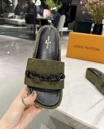louis vuitton Jumbo Flatform Mule Green For Women LV