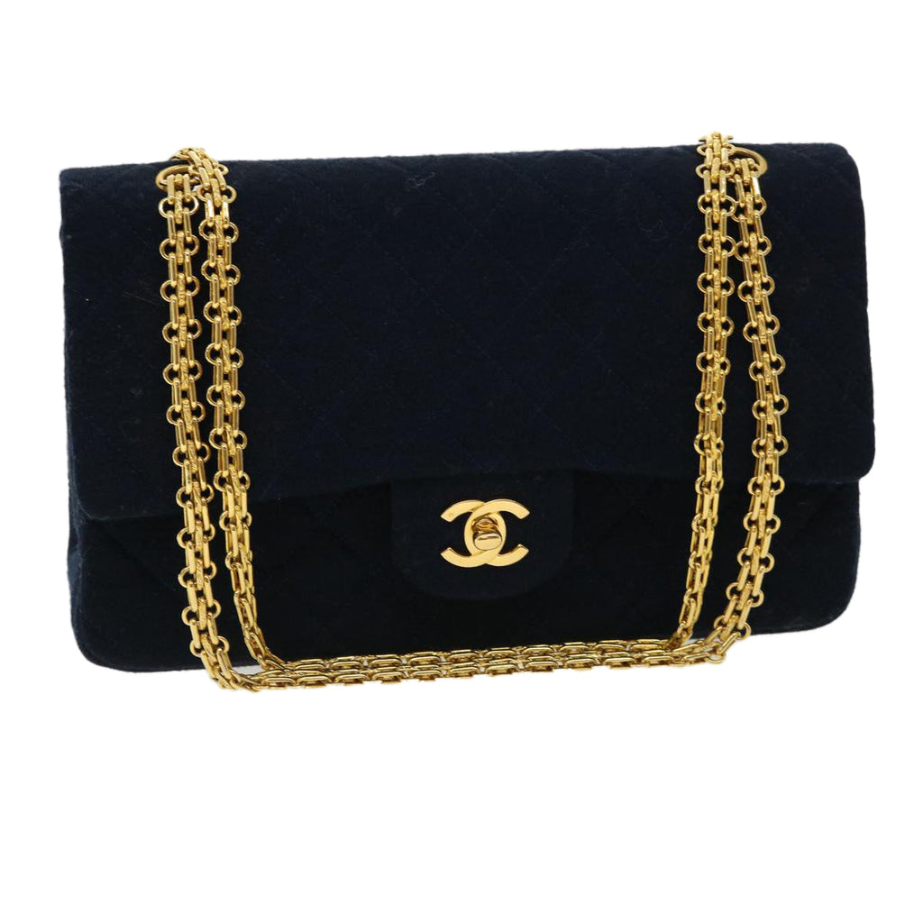 CHANEL Matelasse 25 Shoulder Bag cotton Black CC  33162
