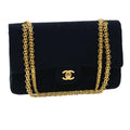CHANEL Matelasse 25 Shoulder Bag cotton Black CC  33162