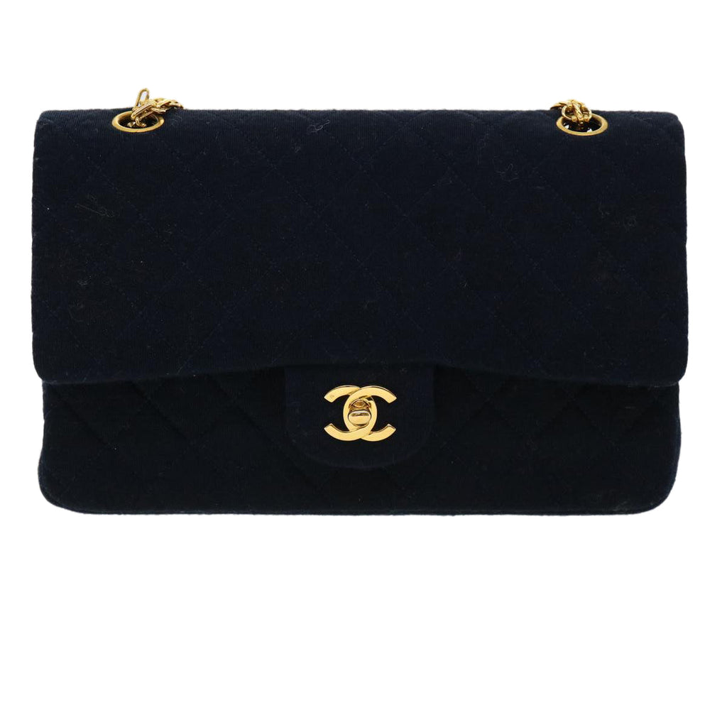 CHANEL Matelasse 25 Shoulder Bag cotton Black CC  33162