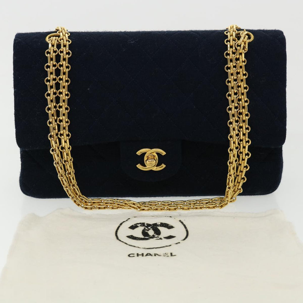 CHANEL Matelasse 25 Shoulder Bag cotton Black CC  33162