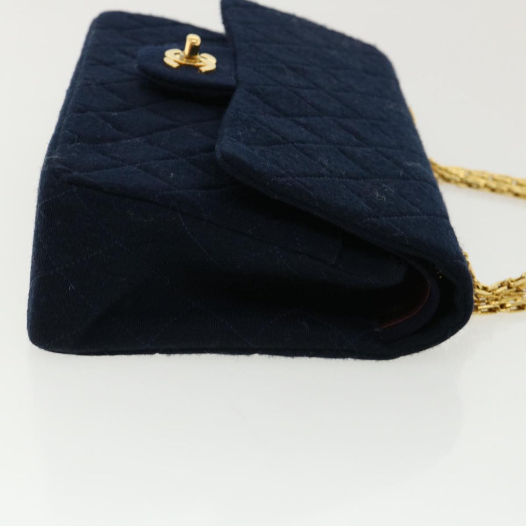 CHANEL Matelasse 25 Shoulder Bag cotton Black CC  33162