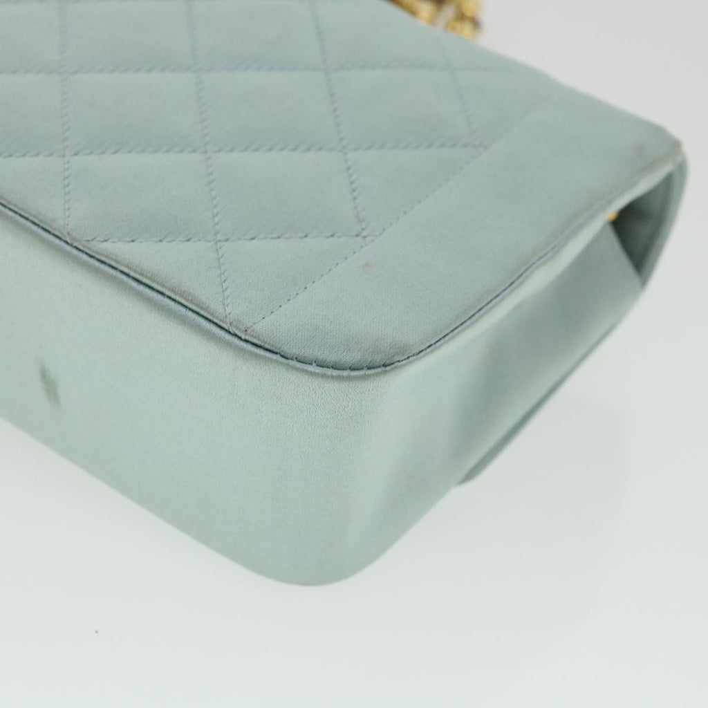 CHANEL Diana Matelasse Shoulder Bag Satin Light Blue CC  33325A