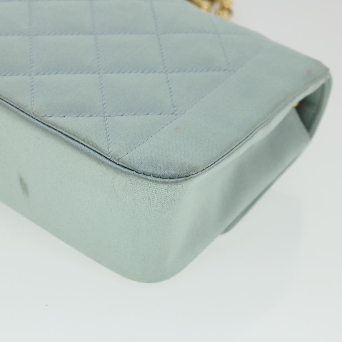 CHANEL Diana Matelasse Shoulder Bag Satin Light Blue CC  33325A
