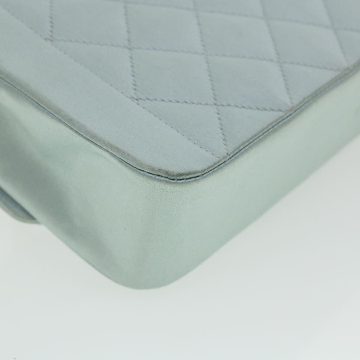 CHANEL Diana Matelasse Shoulder Bag Satin Light Blue CC  33325A