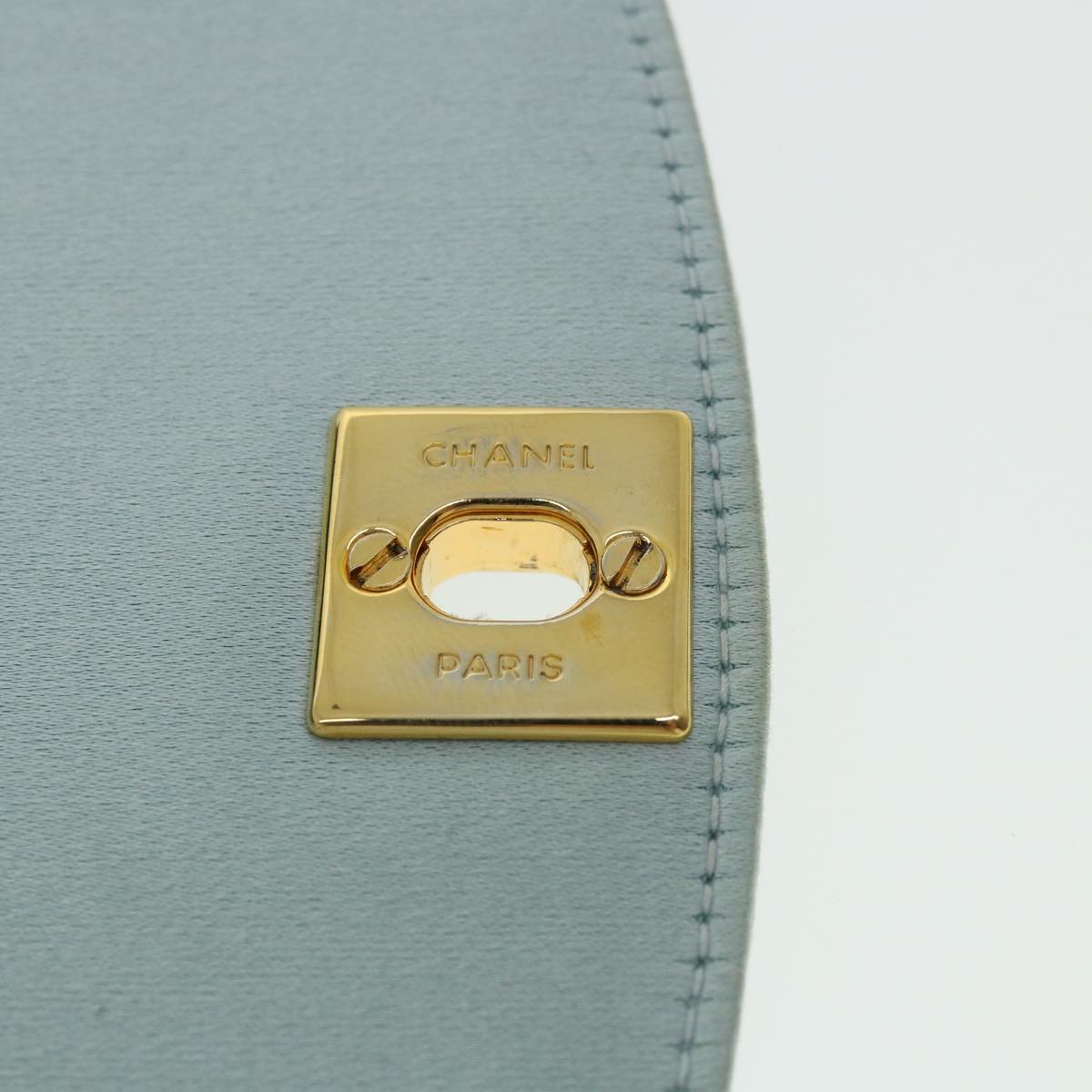 CHANEL Diana Matelasse Shoulder Bag Satin Light Blue CC  33325A