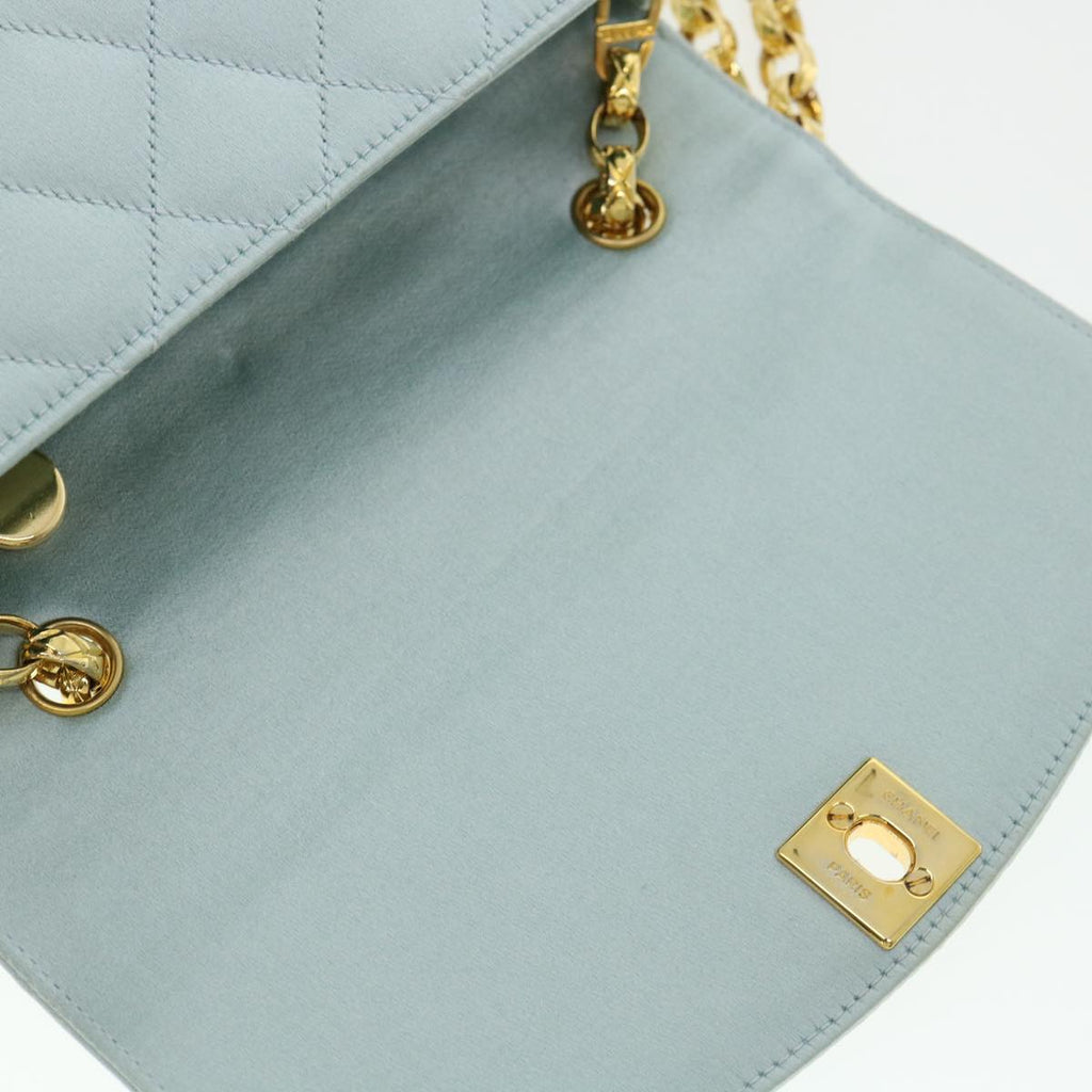 CHANEL Diana Matelasse Shoulder Bag Satin Light Blue CC  33325A