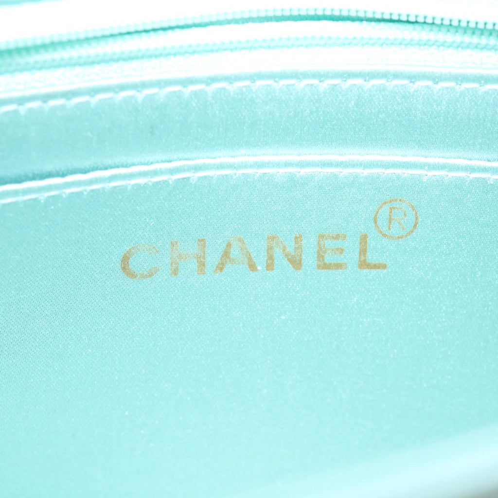 CHANEL Diana Matelasse Shoulder Bag Satin Light Blue CC  33325A