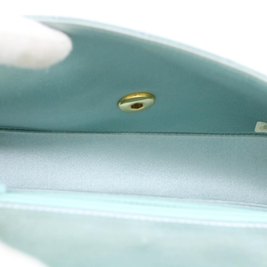 CHANEL Diana Matelasse Shoulder Bag Satin Light Blue CC Auth 33325A