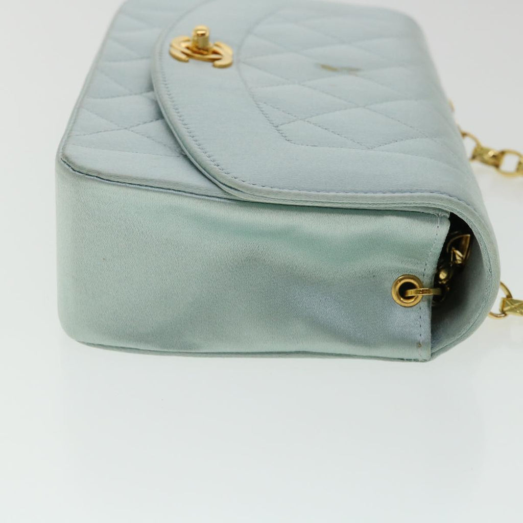 CHANEL Diana Matelasse Shoulder Bag Satin Light Blue CC  33325A