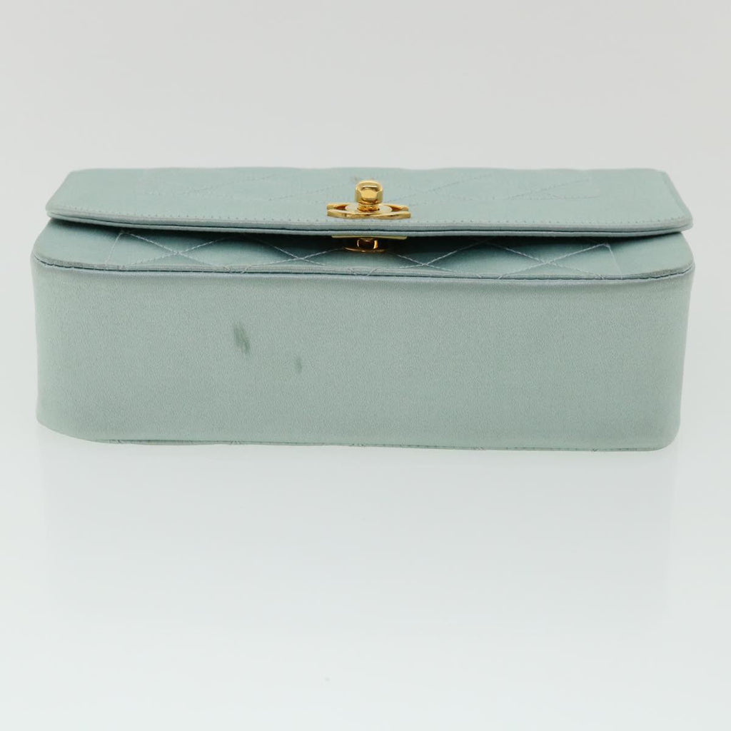 CHANEL Diana Matelasse Shoulder Bag Satin Light Blue CC  33325A