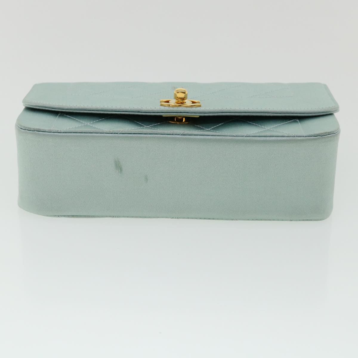 CHANEL Diana Matelasse Shoulder Bag Satin Light Blue CC  33325A