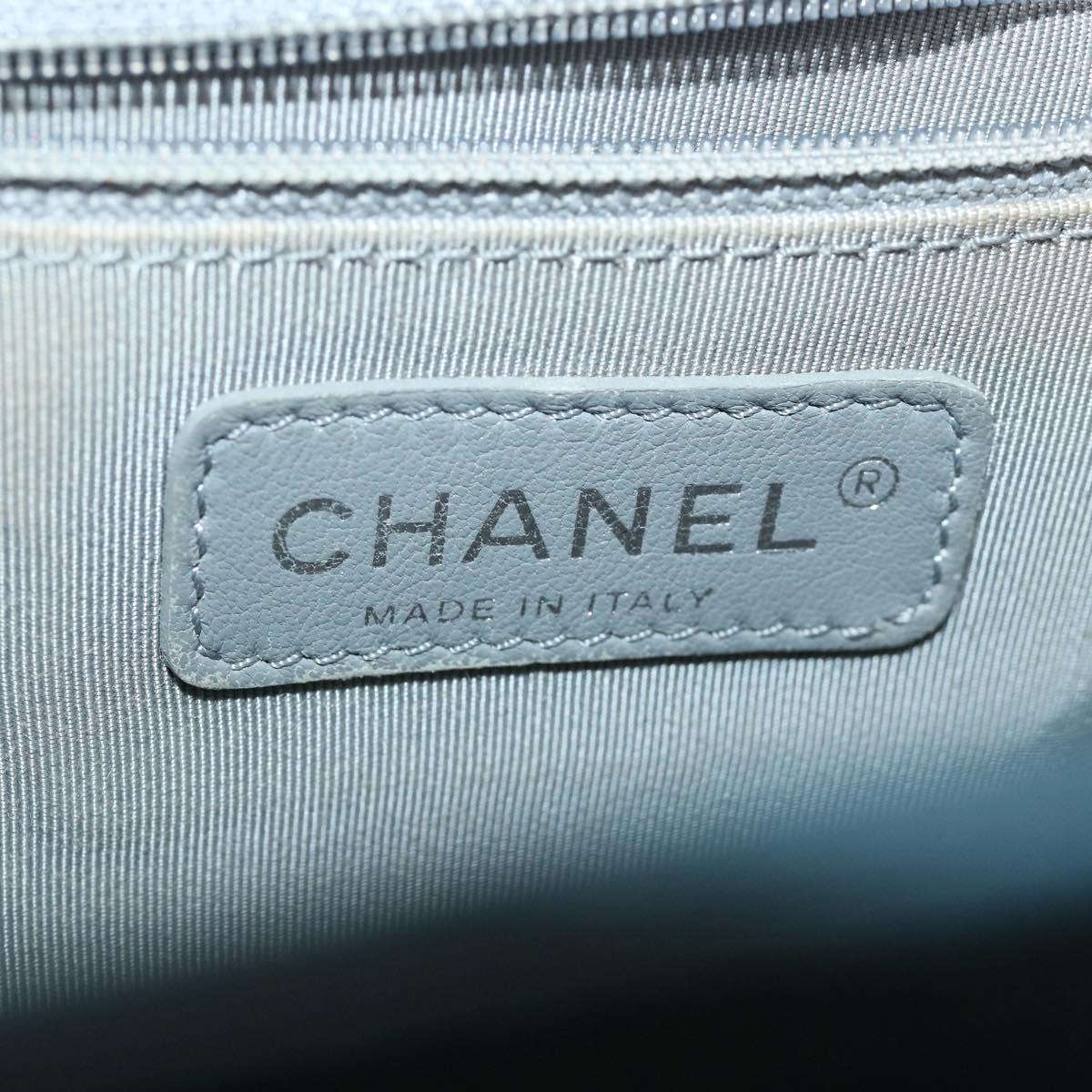 CHANEL Turn Lock Shoulder Bag Leather Blue CC  33945