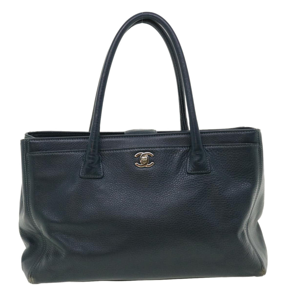 CHANEL Turn Lock Shoulder Bag Leather Blue CC  33945
