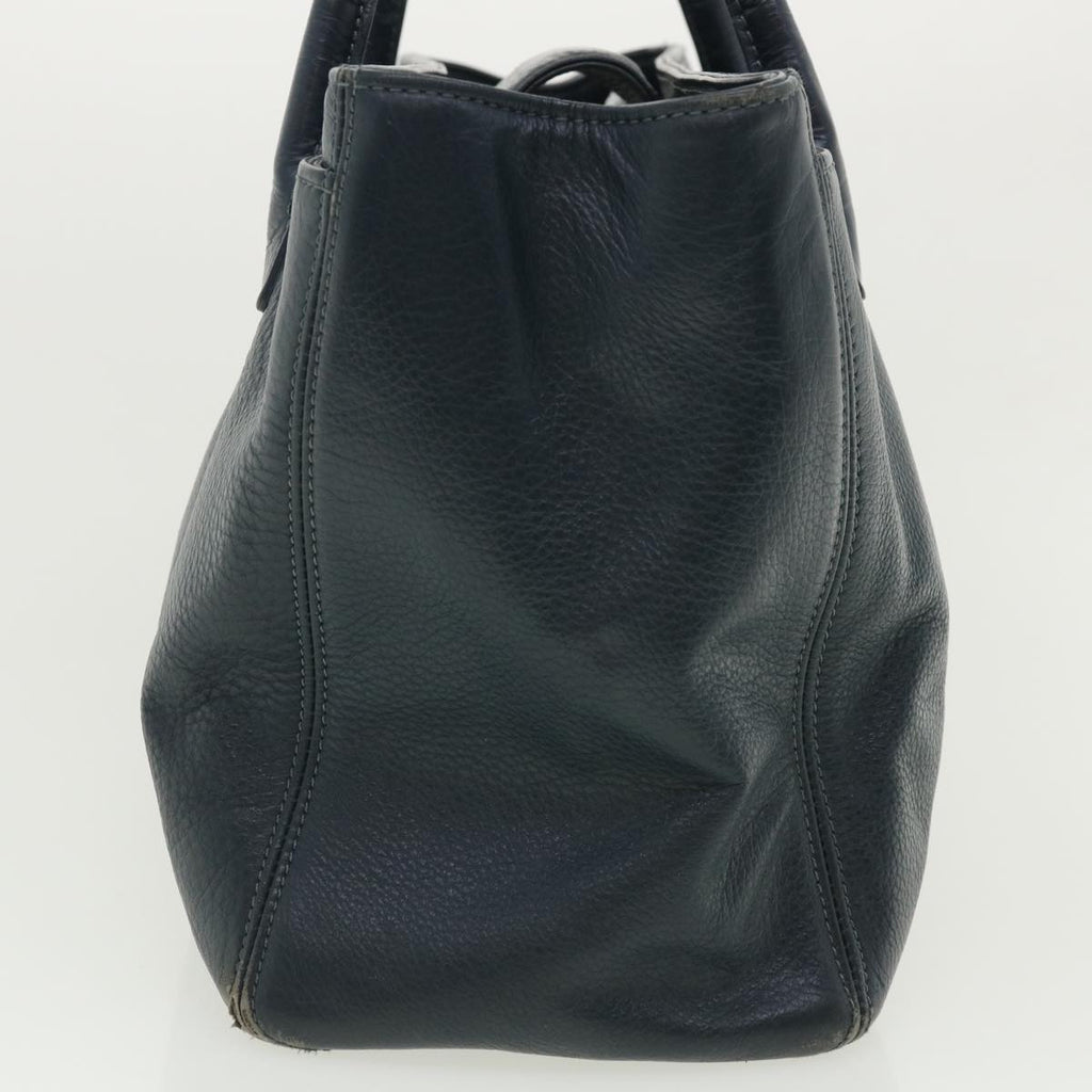 CHANEL Turn Lock Shoulder Bag Leather Blue CC  33945