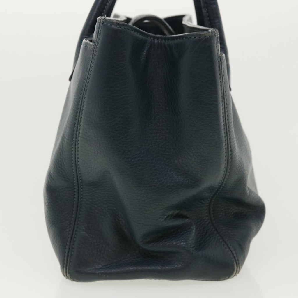 CHANEL Turn Lock Shoulder Bag Leather Blue CC  33945