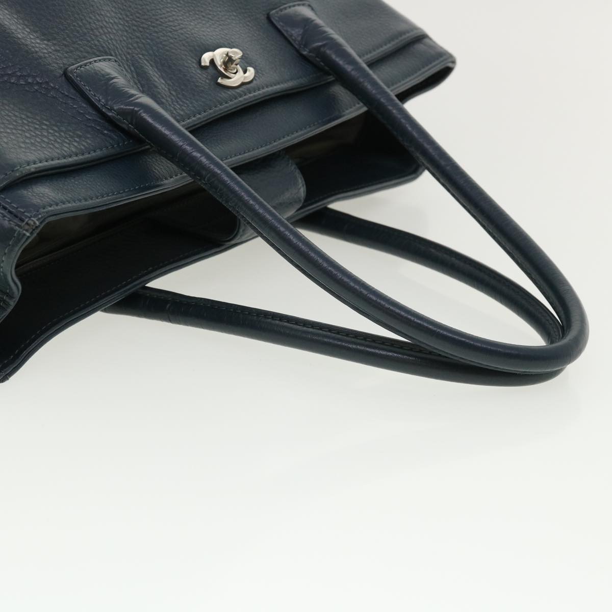 CHANEL Turn Lock Shoulder Bag Leather Blue CC  33945