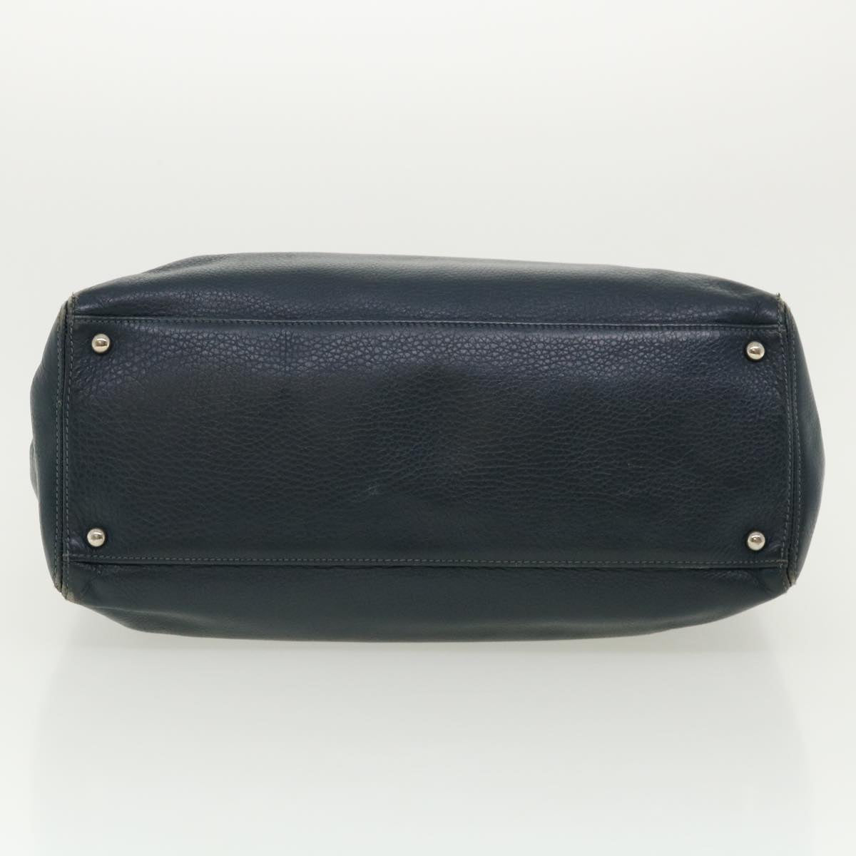 CHANEL Turn Lock Shoulder Bag Leather Blue CC  33945