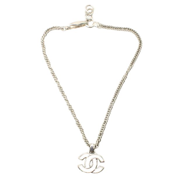 CHANEL Vintage Silver Tone Chocker With "Cc"