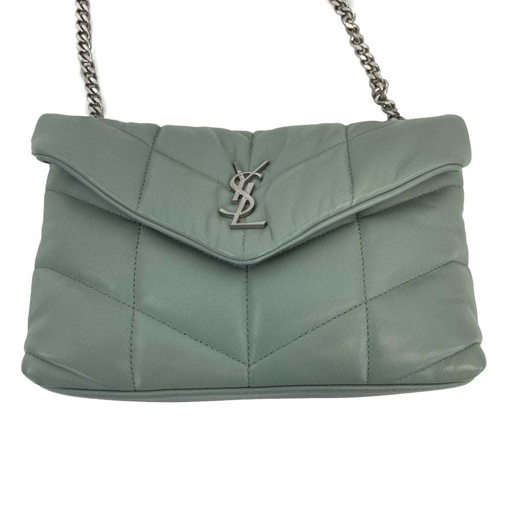 SAINT LAURENT - Puffer Mint Quilted Leather Mint Green / Silver Toy Crossbody