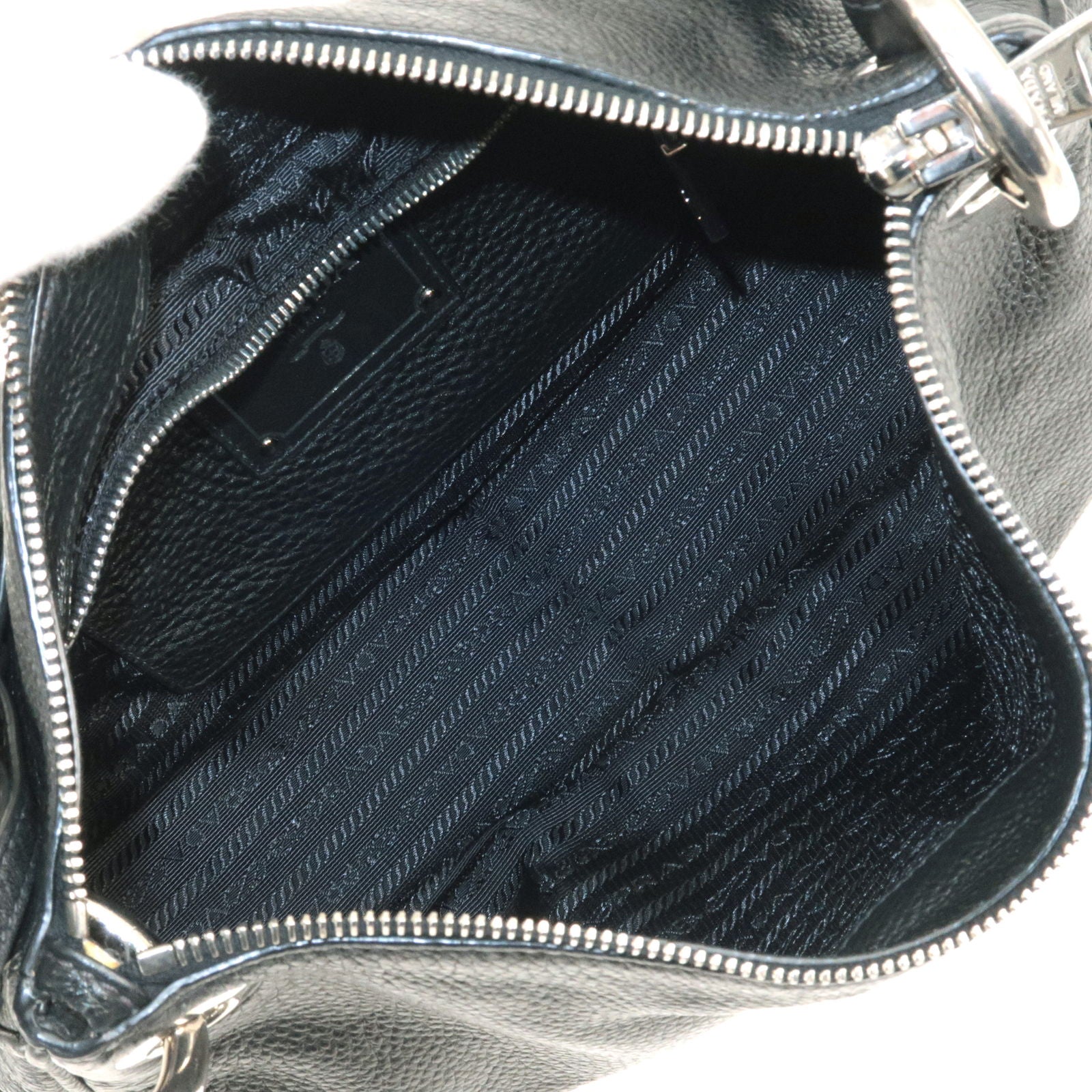 PRADA Vitello Phenix Leather Shoulder Bag NERO Black B4894M