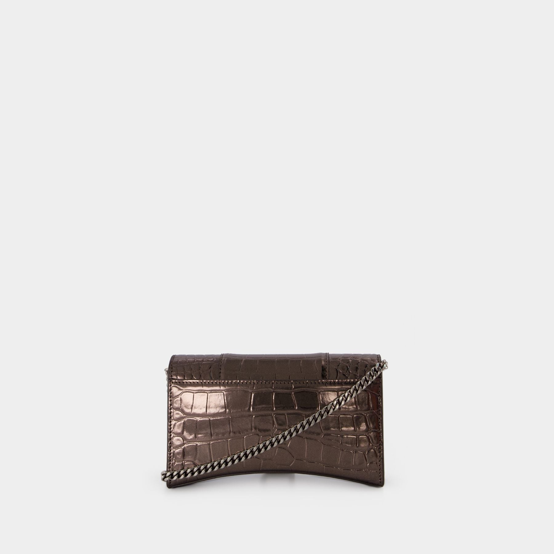 Hourglass Wallet on chain  - Balenciaga - Leather - Dark Bronze